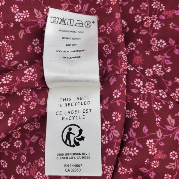 Outerknown Red Floral Print V Neck Short Sleeve Mini Dress Lightweight XS - Picture 7 of 9